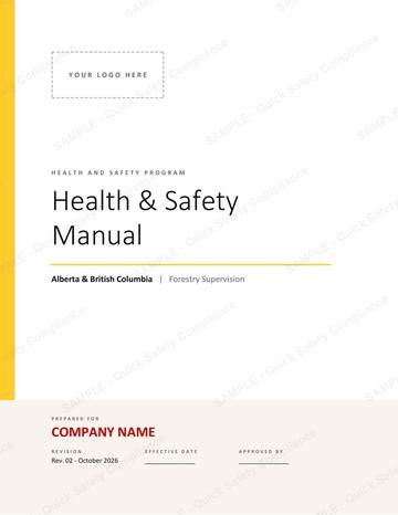 Alberta and British Columbia Forestry Supervision Safety Manual: Cover page with space for your logo, ready to brand as your own