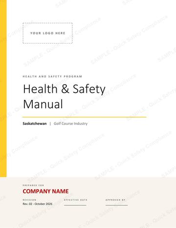 Saskatchewan Golf Course Safety Manual: Cover page with space for your logo, ready to brand as your own