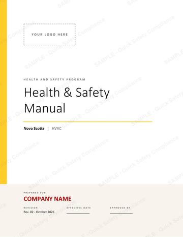 Nova Scotia HVAC Safety Manual: Cover page with space for your logo, ready to brand as your own