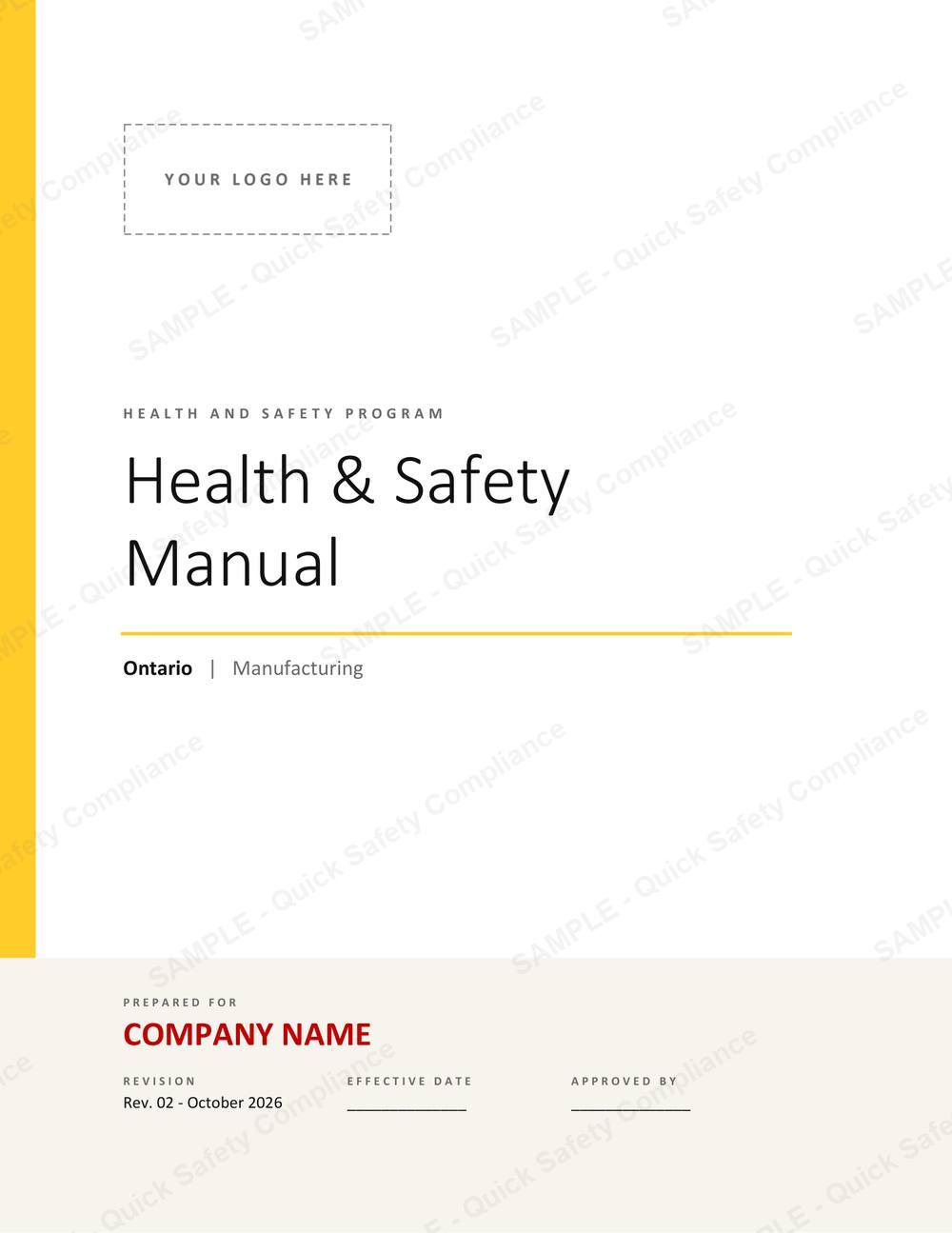 Cover of the Ontario Manufacturing Safety Manual