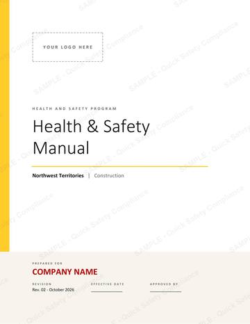 Northwest Territories Construction Safety Manual: Cover page with space for your logo, ready to brand as your own