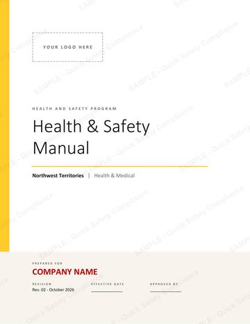 Northwest Territories Health and Medical Safety Manual: Cover page with space for your logo, ready to brand as your own