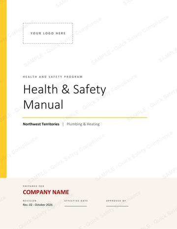 Northwest Territories Plumbing and Heating Safety Manual: Cover page with space for your logo, ready to brand as your own