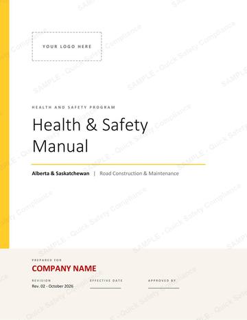 Alberta and Saskatchewan Road Construction and Maintenance Safety Manual: Cover page with space for your logo, ready to brand as your own