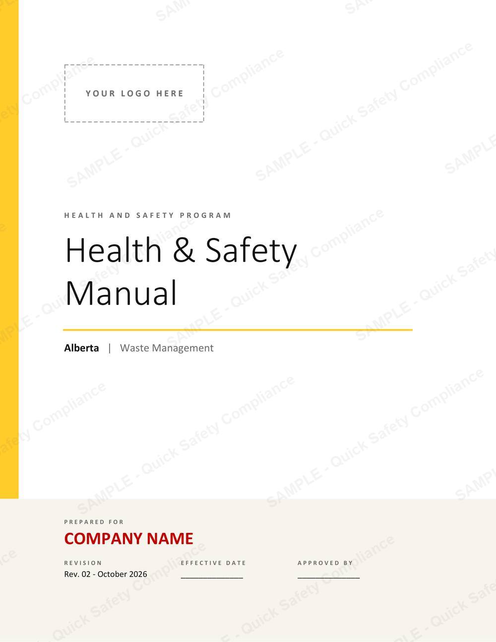 Cover of the Alberta Waste Management Safety Manual