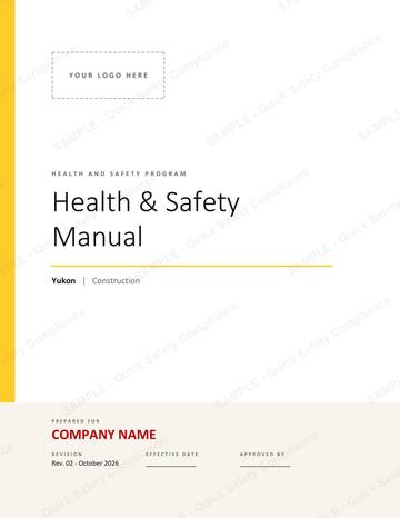 Yukon Construction Safety Manual: Cover page with space for your logo, ready to brand as your own