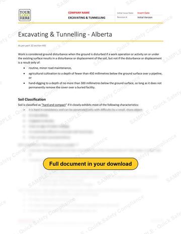 Excavation & Tunneling RAVS - Alberta: Excavation & Tunneling - Alberta RAVS, page 1 of 12