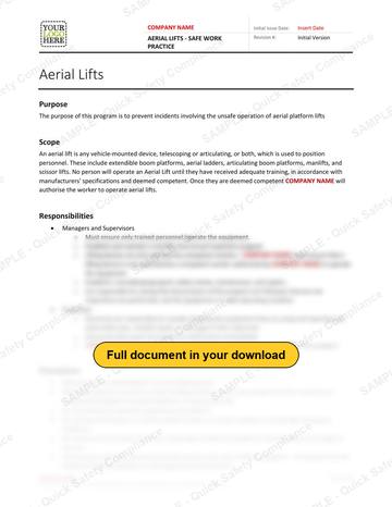 Aerial Lifts Safe Work Practice: Aerial Lifts safe work practice, page 1 of 4