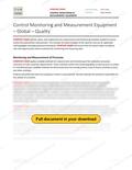 Control Monitoring and Measurement Equipment - Global - Quality, page 1 of 3