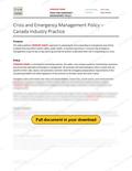 Crisis and Emergency Management Policy - Canada Industry Practice RAVS, page 1 of 2