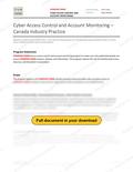 Cyber Access Control and Account Monitoring - Canada Industry Practice RAVS, page 1 of 3