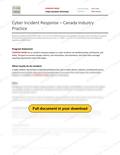 Cyber Incident Response - Canada Industry Practice RAVS, page 1 of 2