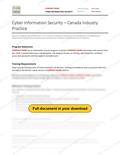 Cyber Information Security - Canada Industry Practice RAVS, page 1 of 2