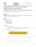 Environmental and Hazardous Waste Management - Saskatchewan RAVS, page 1 of 3