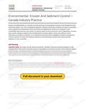 Environmental Erosion and Sediment Control - Canada Industry Practice, page 1 of 3
