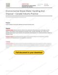 Environmental Waste Water Handling and Disposal - Canada Industry Practice, page 1 of 1