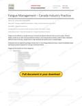 Fatigue Management - Canada Industry Practice, page 1 of 4