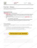 First Aid - Ontario RAVS, page 1 of 4