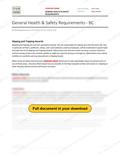 General Health and Safety Requirements - BC RAVS, page 1 of 3