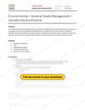Environmental - General Waste Management - Canada Industry Practice RAVS, page 1 of 3