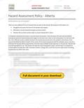 Hazard Assessment Policy - Alberta RAVS, page 1 of 3