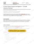 Incident Reporting and Investigation - Canada Industry Practice, page 1 of 3
