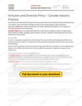 Inclusion and Diversity Policy - Canada Industry Practice RAVS, page 1 of 2