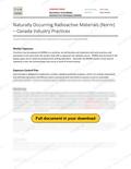 Naturally Occurring Radioactive Material - Canada Industry Practice, page 1 of 4