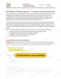 Pandemic Preparedness RAV - Canada Industry Practices, page 1 of 12