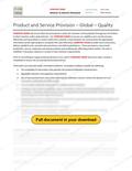 Product and Service Provision - Global - Quality, page 1 of 3