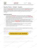 Quality Policy - Global - Quality, page 1 of 2