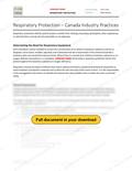 Respiratory Protection - Canada Industry Practice, page 1 of 3