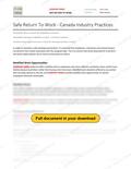 Safe Return to Work - Canada Industry Practice, page 1 of 5