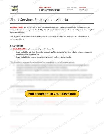 Short Service Employee RAVS - Alberta: Short Service Employee - Alberta, page 1 of 2