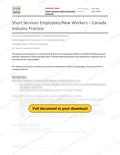 Short Service Employees and New Workers - Canada Industry Practice, page 1 of 2