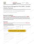 Subcontractor Management Plan - Canada Industry Practice, page 1 of 3