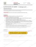 Supervision of Work Underground - Saskatchewan RAVS, page 1 of 2