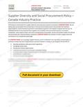 Supplier Diversity and Social Procurement Policy - Canada Industry Practice RAVS, page 1 of 2