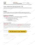 Tools, Machinery and Equipment - BC RAVS, page 1 of 2