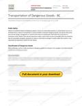 Transportation of Dangerous Goods - BC RAVS, page 1 of 2