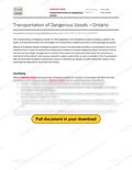 Transportation of Dangerous Goods - Ontario RAVS, page 1 of 5