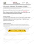 Workplace Violence & Harassment - Ontario RAVS, page 1 of 5